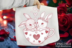Whimsical Bunnies Valentine's Day, an Illustration by Canvas Craft