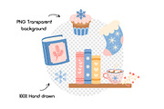 Cozy Winter Bookish Clipart, a Seasonal Illustration by JulzaArt (Thumbnail 6 of 7)