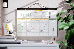 Wall Or Desk Calendar Planner Mockup