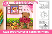 Cozy Love Moments Coloring Pages, an Animal Illustration by Ink Gallery (Thumbnail 1 of 5)