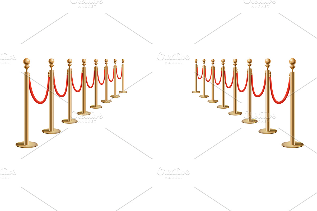 Barriers with red rope line. VIP, an Illustration by the8monkey