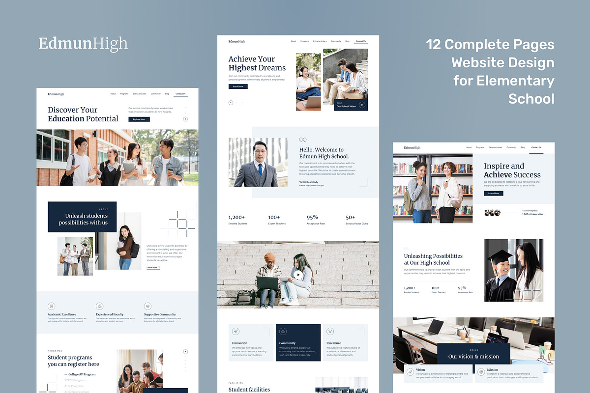 Senior High School Website, an UI Kit Template by peterdraw (Photo 2 of 9)