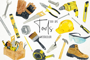 Watercolor Tools Clipart, Toolbox, an Illustration by Paulaparaula