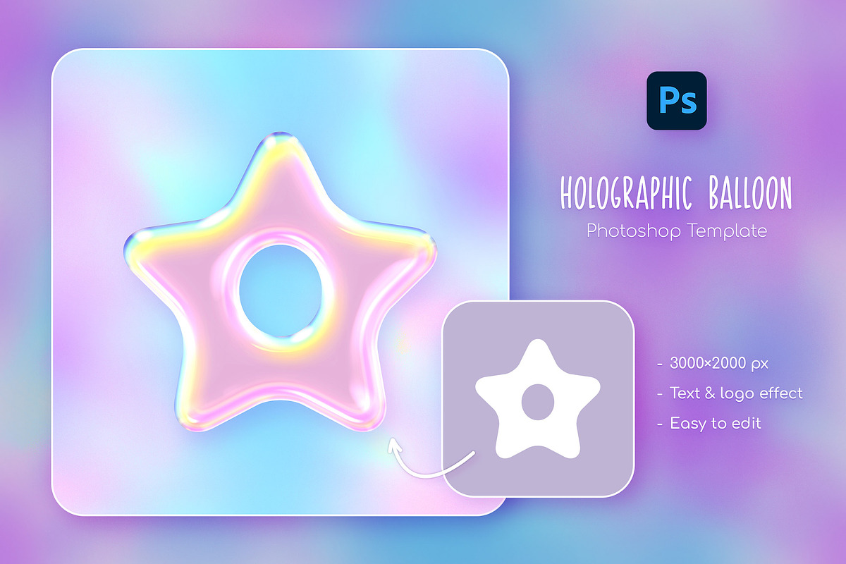 Holographic Balloon Text Effect, a Layer Style Add-On by Andrew Skoch Design (Photo 3 of 5)