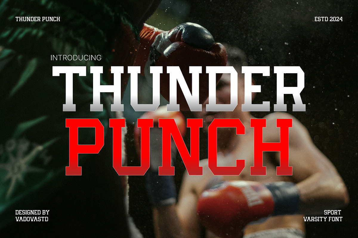 Thunder Punch Sport Varsity Font, a Slab Serif Font by Vadovastd (Photo 1 of 7)