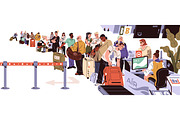 People in queue at airport banner, a Person Illustration by PaperTrident (Thumbnail 1 of 3)