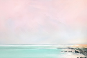 Seascape fine art painting showing an ocean coast with waves was, an Illustration by Studio ANNA