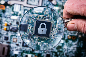 Cybersecurity Chip Under Magnifying Glass, a Technology Photo by Davizro's Market