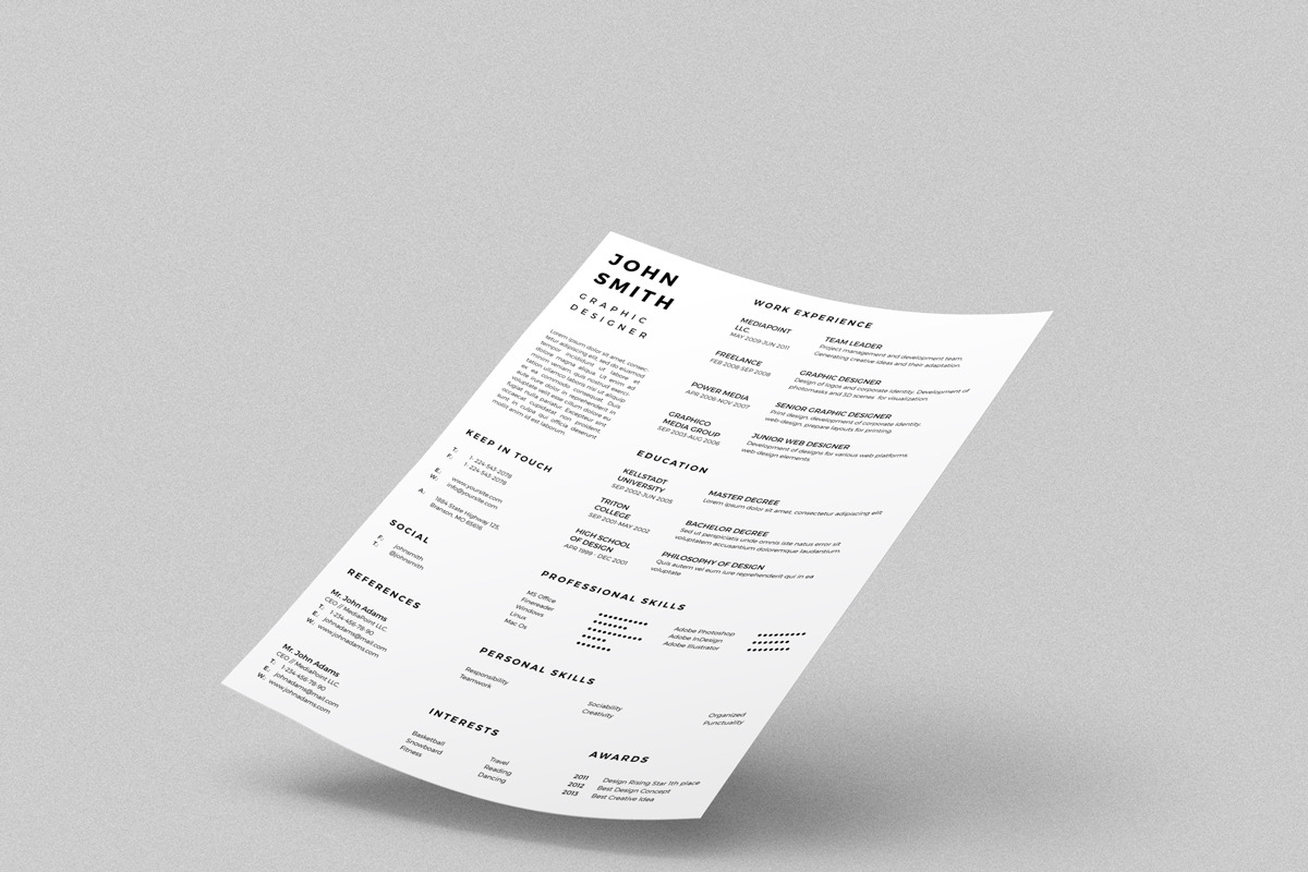 Simple Resume CV with Business Card, a Stationery Template by ND Design (Photo 5 of 13)