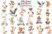 Watercolor Silly Goose Clipart, an Illustration by Watercolor design (Thumbnail 1 of 12)