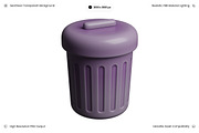 Purple Ribbed Trash Bin with Lid 3D, an Object 3D Model by Wencory (Thumbnail 2 of 2)