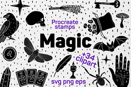 Magic clipart, procreate stamps
