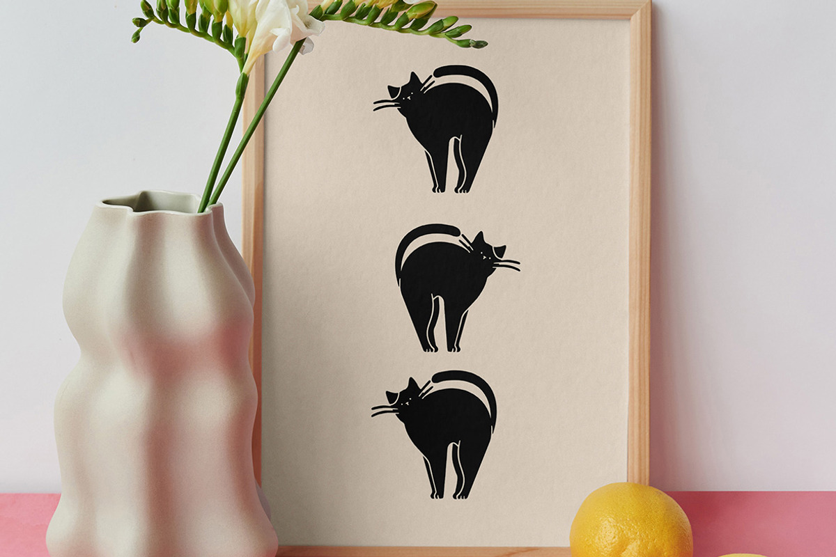 Simple Cats Linocut Clipart, an Illustration by ClayStudio (Photo 4 of 7)