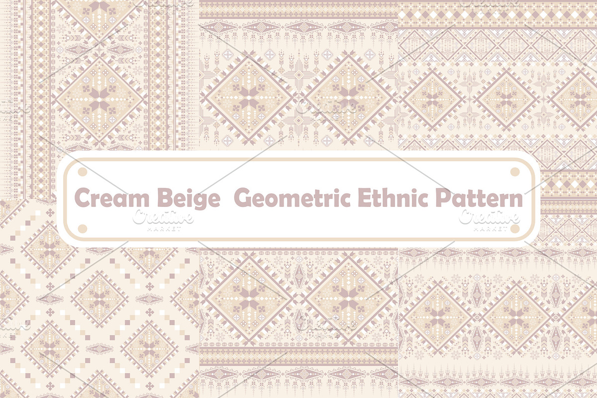 Cream Beige Geometric Ethnic Pattern, a Pattern Graphic by ThaiByGaew (Photo 1 of 5)