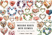 Wedding Hearts with Flowers Clipart, an Illustration by CreationArt (Thumbnail 1 of 9)