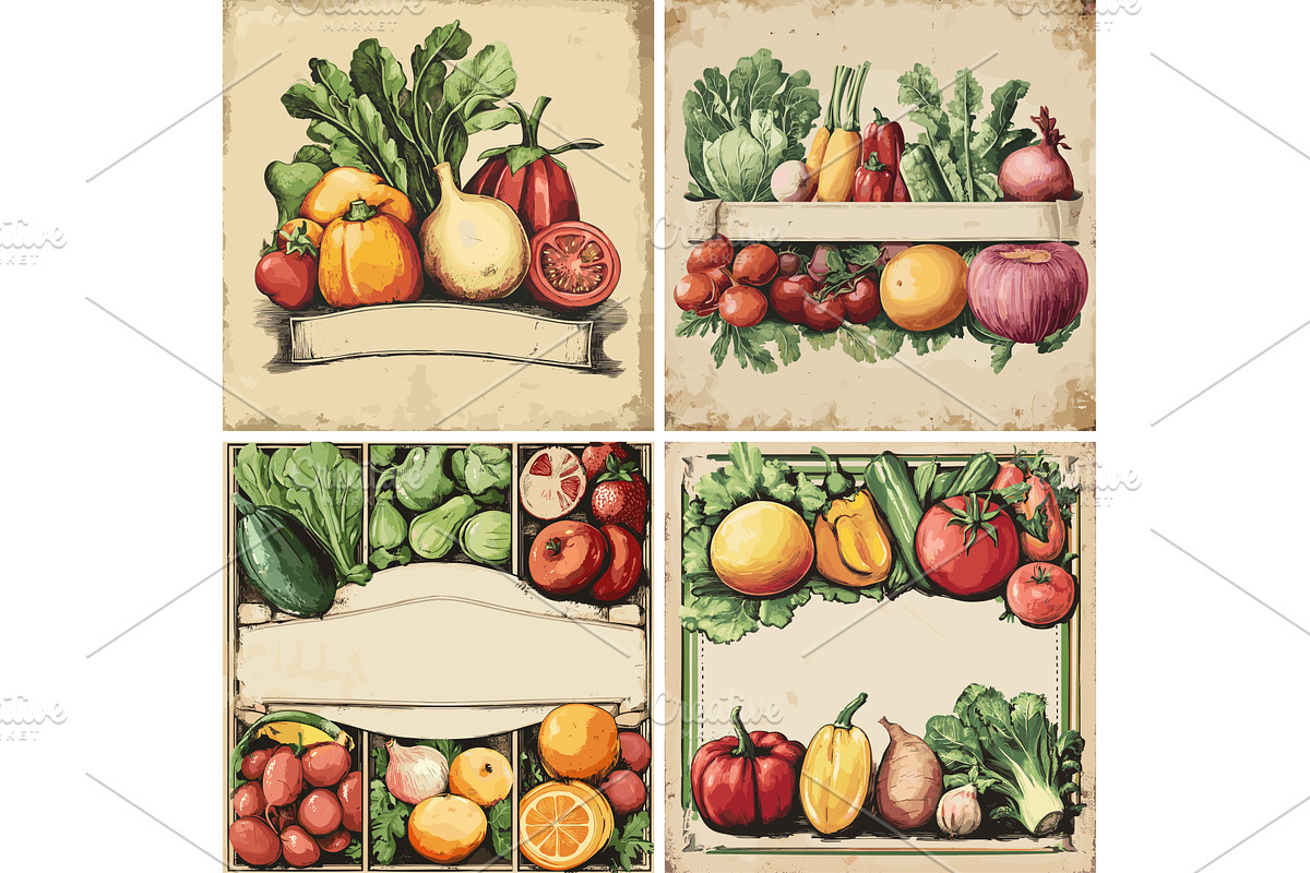 Vegetables cartoon vector set, a Food Illustration by Onyx