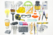 Watercolor Architecture Clipart, an Illustration by Paulaparaula (Thumbnail 2 of 2)