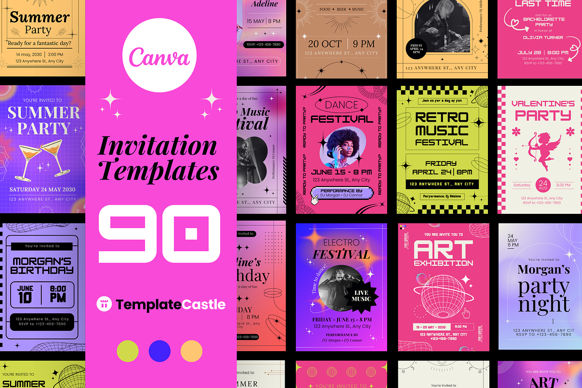 90 Events Invitations, a Social Media Template by TemplateCastleStore (Photo 1 of 10)