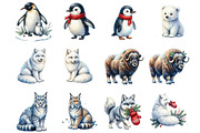 Watercolour Winter Arctic Animals, a Seasonal Illustration by fashionaddict (Thumbnail 2 of 7)