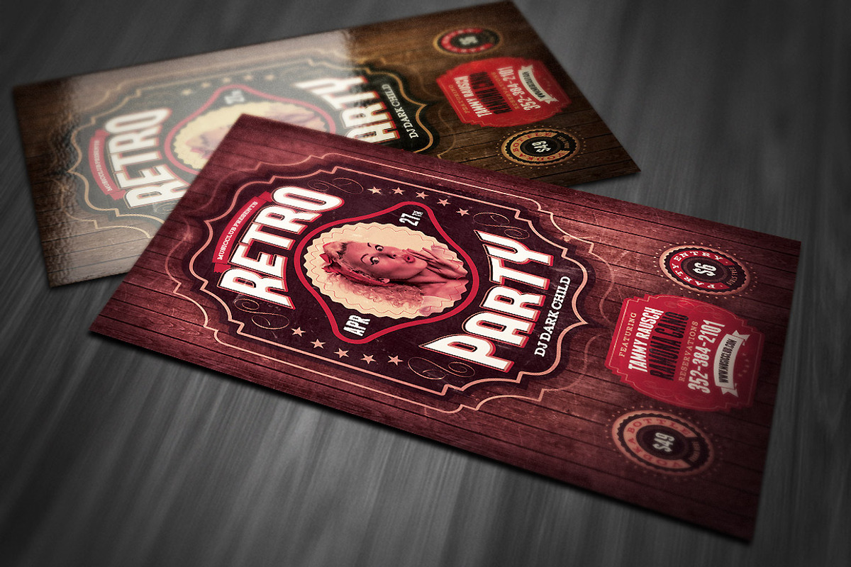 Retro Party Flyer Template, a Flyer Template by Cruzine (Photo 2 of 3)