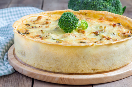 Quiche lorraine with chicken, mushrooms and broccoli, a Food & Drink Photo by iuliia_n