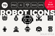 70 Robot Icons - Solid Style, a Solid Icon by Designerbundle (Thumbnail 1 of 3)