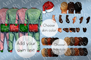 Christmas Pajamas, Family Clipart