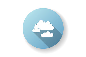 Cloudy Weather Blue Flat Design Icon