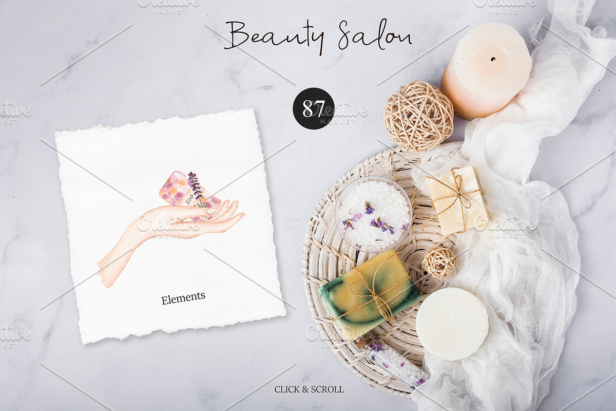 Watercolor Beauty Salon Collection, a Healthcare Illustration by MayaNavits (Photo 2 of 11)