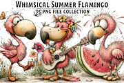 Whimsical Summer Flamingo Clipart, an Illustration by Dream Creation (Thumbnail 1 of 6)