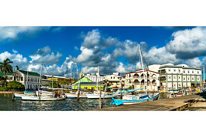 Houses and yachts at haulover creek containing belize, panorama, and travel, an Architecture Photo by Leonid Andronov