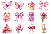 Watercolor Pink Coquette Aesthetics, a Seasonal Illustration by CitraGraphics (Thumbnail 2 of 6)