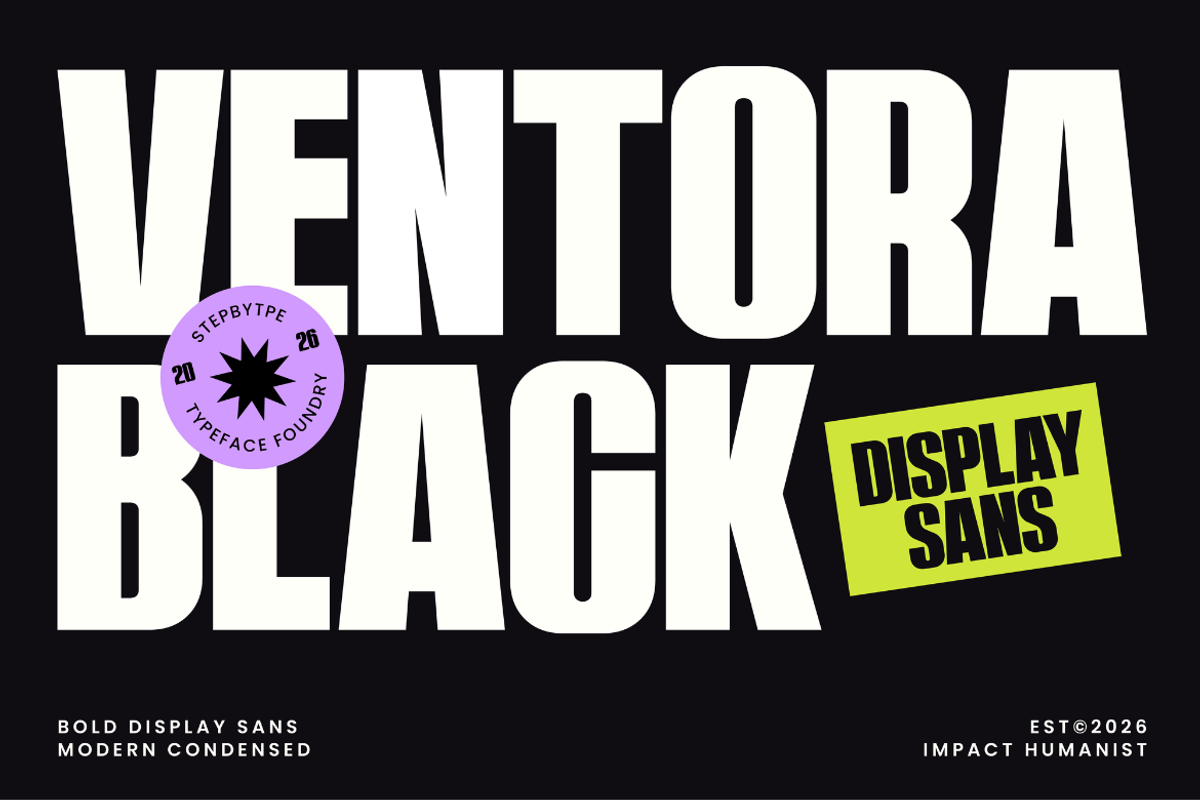 Ventora Black, a Sans Serif Font by Brand_Hero (Photo 1 of 13)