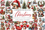 Watercolor Cute Reindeer Clipart Png, an Illustration by SinaCreation (Thumbnail 1 of 7)