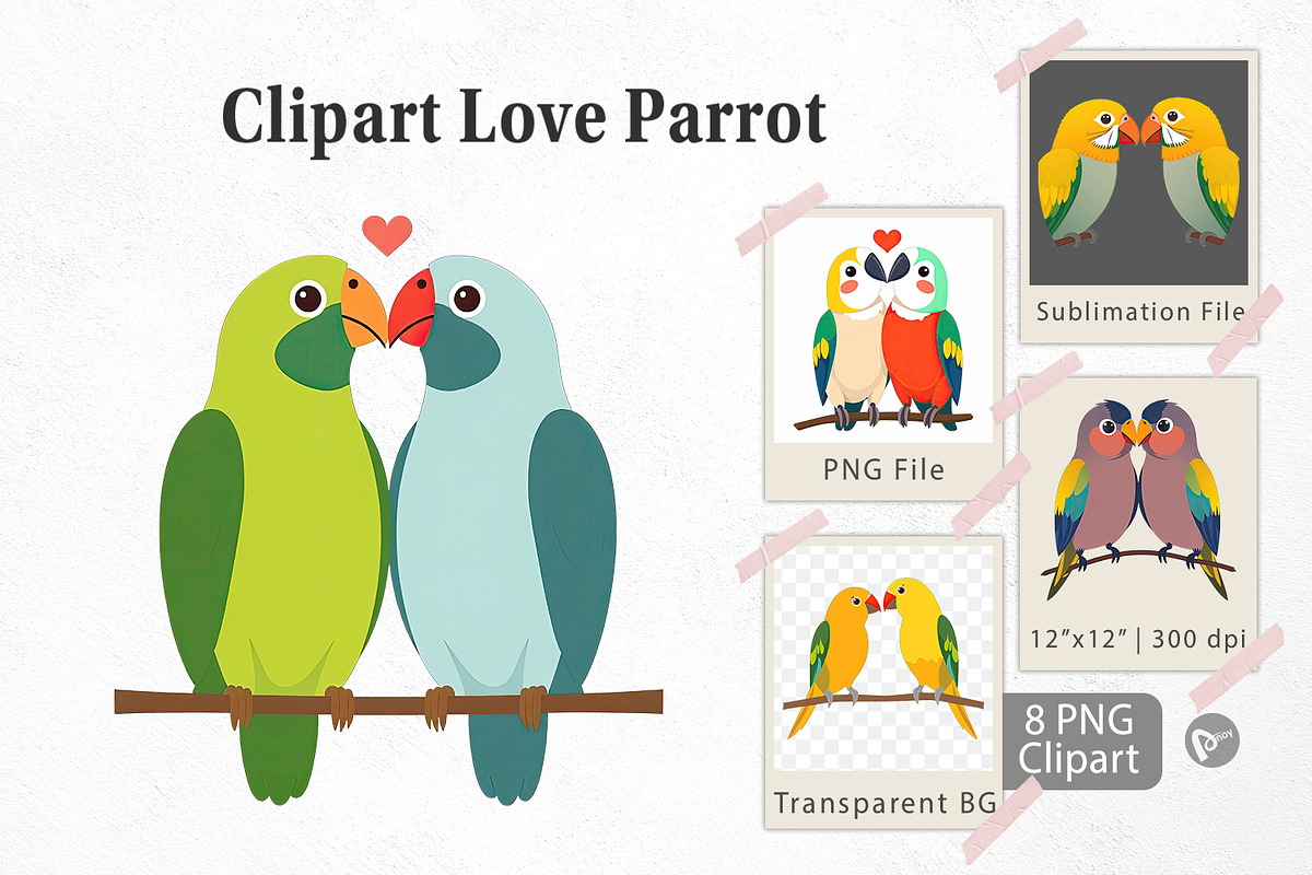 Clipart Love Parrot, a Graphic by Artnoy (Photo 1 of 5)
