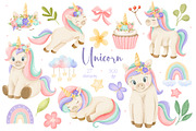 Watercolor Pastel Unicorn Clipart, an Animal Illustration by ArtGiftsStudio (Thumbnail 1 of 6)