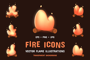 Cartoon bonfire. Fire icons, an Object Illustration by Woters little shop