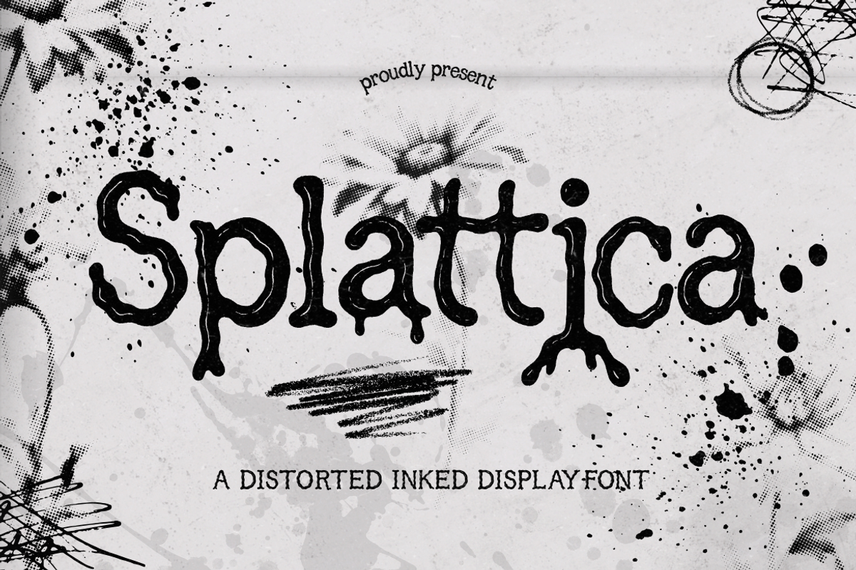 Splattica – Distorted Hand-Inked, a Sans Serif Font by Creacy Studio (Photo 1 of 11)