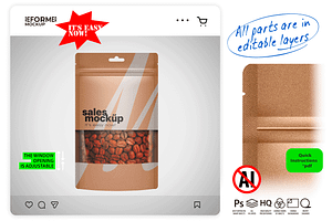 Kraft Paper Bag With Window Mockup, a Packaging Mockup by Reformer Mockup