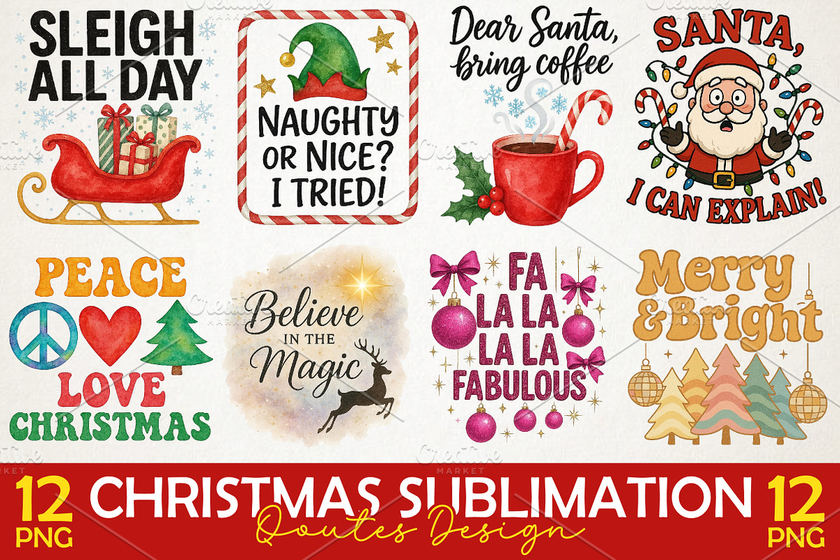 Christmas Sublimation Design Png, an Illustration by RobertsArt (Photo 1 of 7)