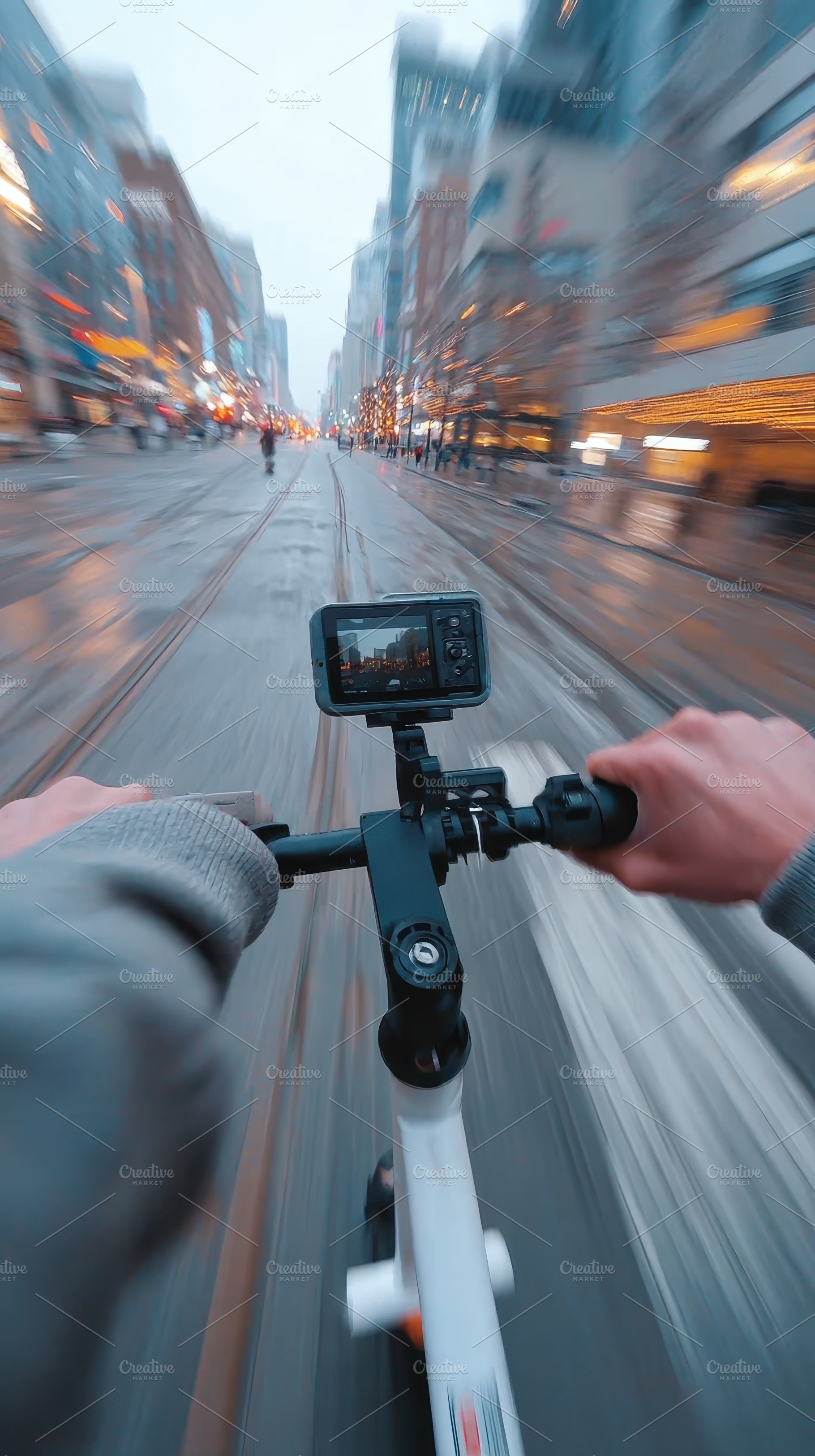 Fast city street ride POV camera vie, a Photo by Pixeness Studio