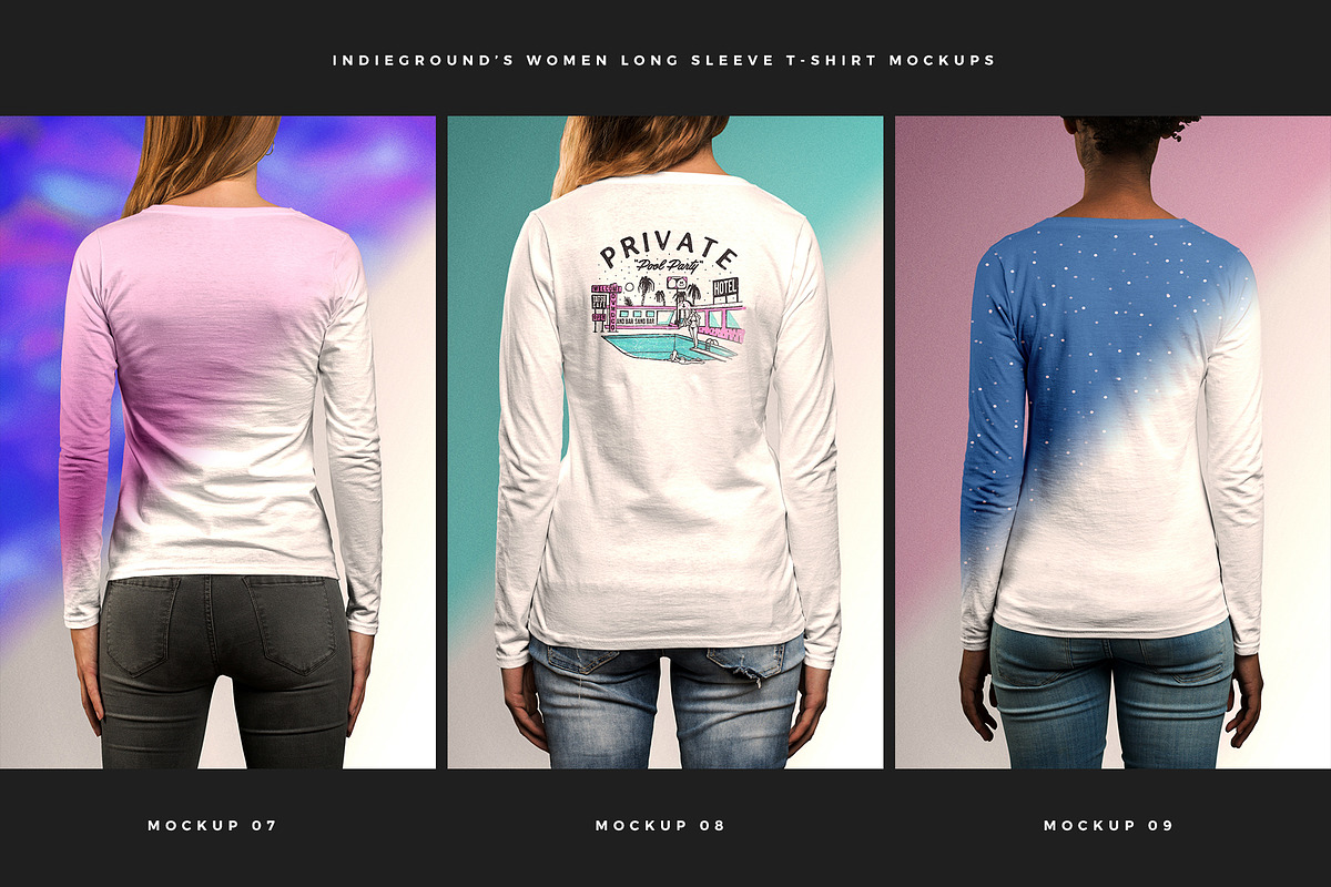 Women Long Sleeve T-Shirt Mockups, a Shirt Mockup by Indieground Design Inc. (Photo 4 of 5)