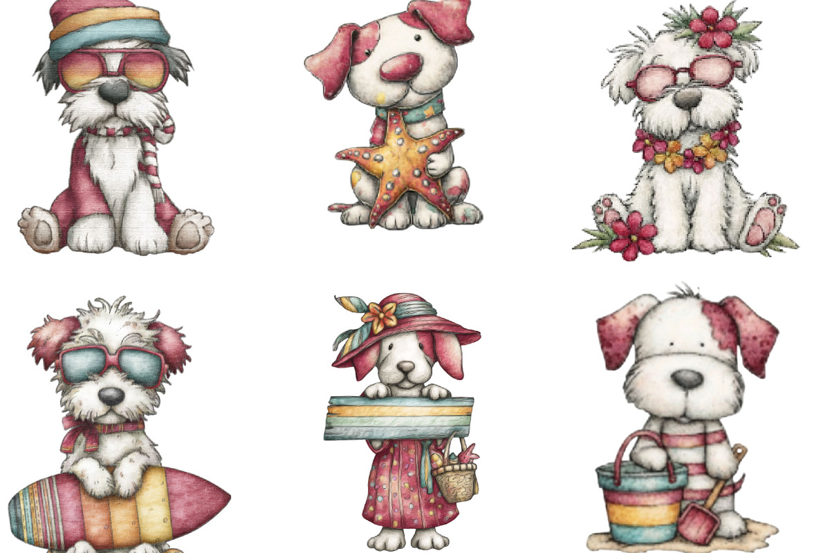Whimsical Summer Beach Dog Clipart, an Illustration by Designking (Photo 5 of 5)