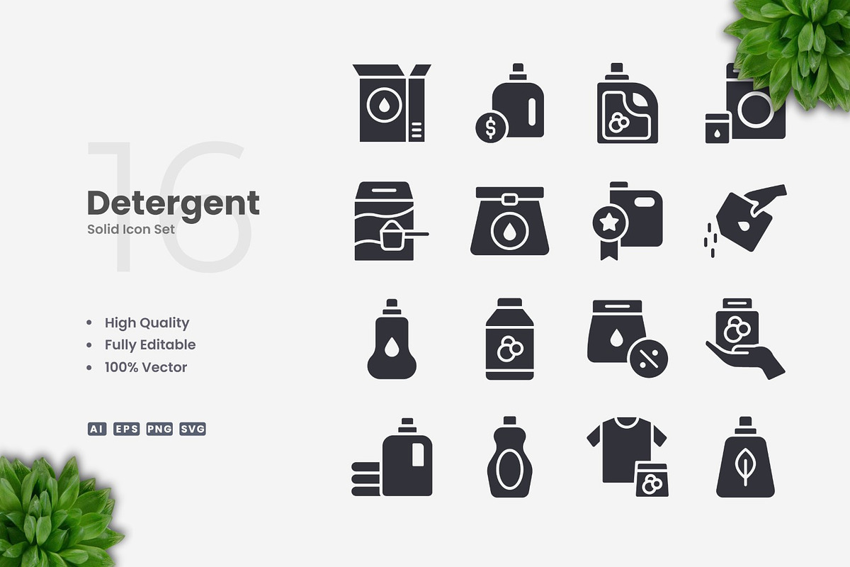 Detergent 2 Solid Icons, an Icon by Upnowgraphic