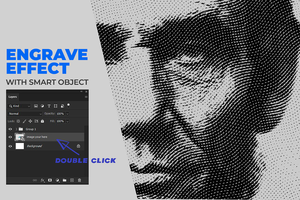 Engrave Effect Photoshop Template, a Texture Graphic by bnrcreativelab (Photo 2 of 3)