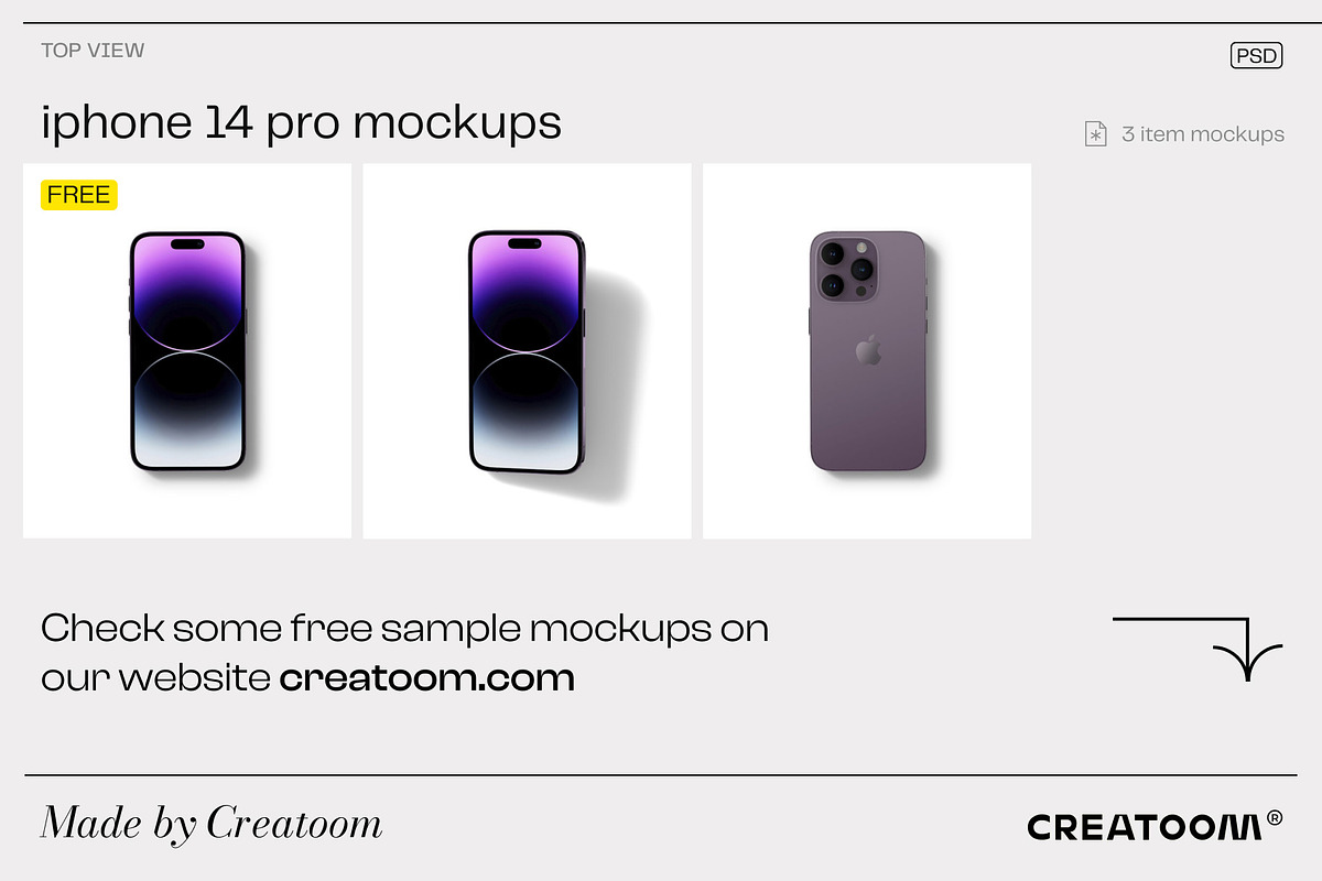 iPhone 14 pro mockups - v1, an iPhone Mockup by Creatoom (Photo 12 of 12)