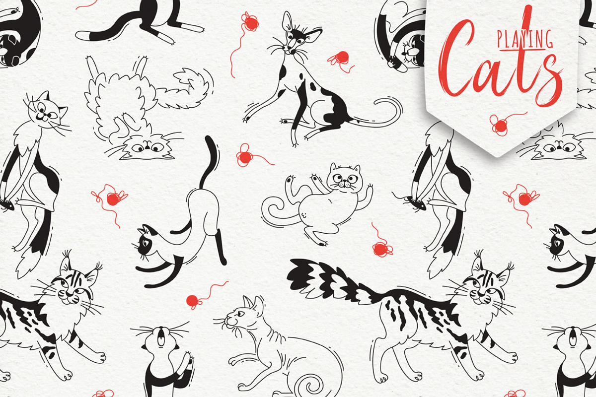 Cats Playing, an Animal Illustration by Baksiabat (Photo 4 of 5)