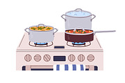 Stoves with pans and pots set, a Food Illustration by Good Studio (Thumbnail 3 of 4)