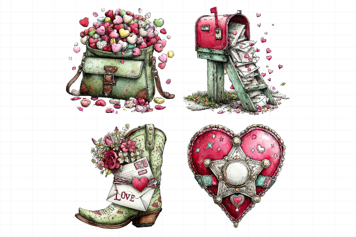 Western Valentine Clipart Bundle, an Illustration by Daily.Designs (Photo 7 of 7)