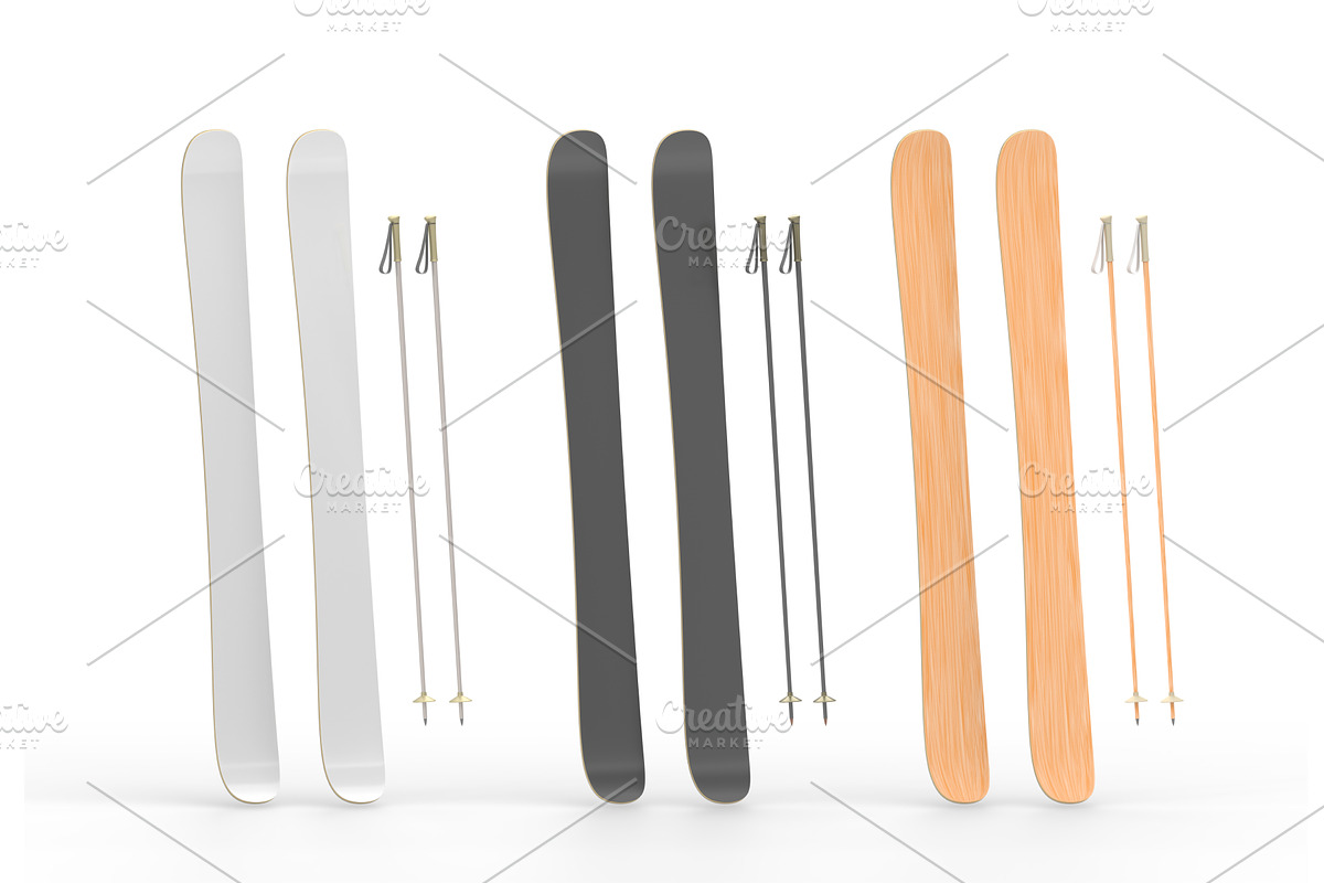 Alpine skiing with poles mockup, a 3D by Marozhkastudio